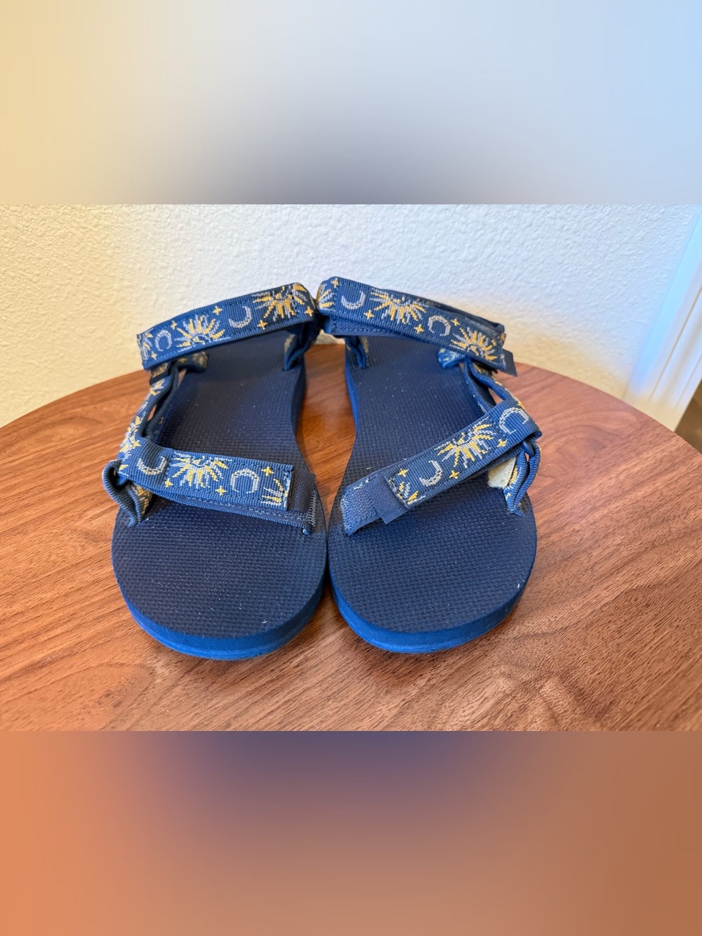 Teva Navy Blue Sandals with Yellow Sun & Moon Pattern
